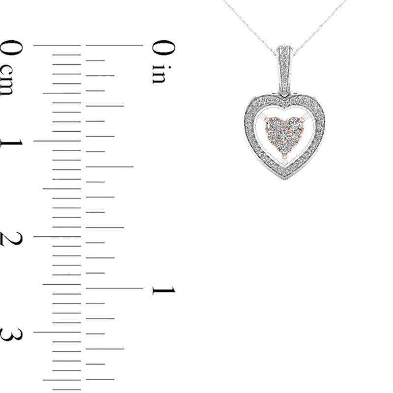 0.25 CT. T.W. Natural Diamond Double Heart Pendant in 10K Two-Tone Gold