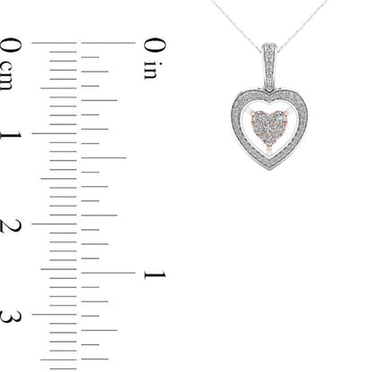0.25 CT. T.W. Natural Diamond Double Heart Pendant in 10K Two-Tone Gold