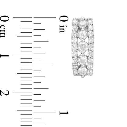 1 CT. T.W. Diamond Multi-Row Huggie Hoop Earrings in 10K White Gold