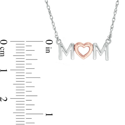 MOM" with Heart Necklace in 10K Two-Tone Gold - 17.25""