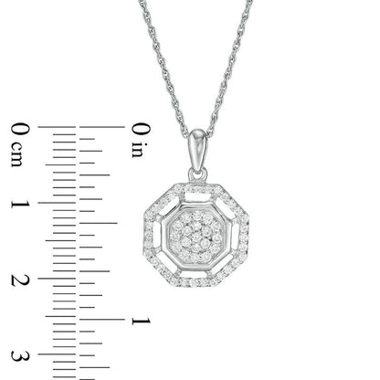 0.33 CT. T.W. Composite Natural Diamond Octagon Frame Pendant in 10K White Gold