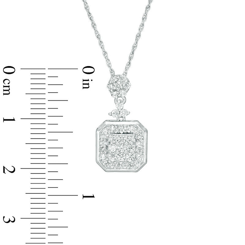 0.38 CT. T.W. Composite Natural Diamond Square Pendant in 10K White Gold