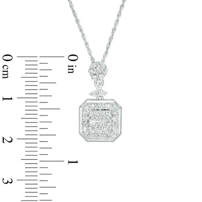 0.38 CT. T.W. Composite Natural Diamond Square Pendant in 10K White Gold