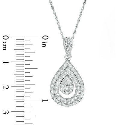 0.75 CT. T.W. Composite Natural Diamond Double Teardrop Frame Pendant in 10K White Gold