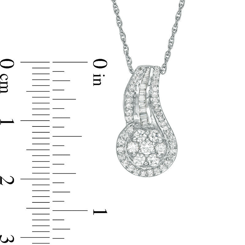 0.5 CT. T.W. Composite Natural Diamond Swirl Pendant in 10K White Gold