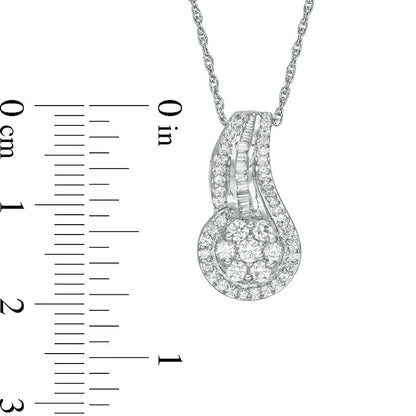 0.5 CT. T.W. Composite Natural Diamond Swirl Pendant in 10K White Gold