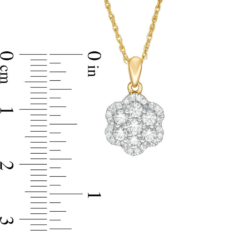 0.63 CT. T.W. Composite Natural Diamond Flower Pendant in 10K Yellow Gold