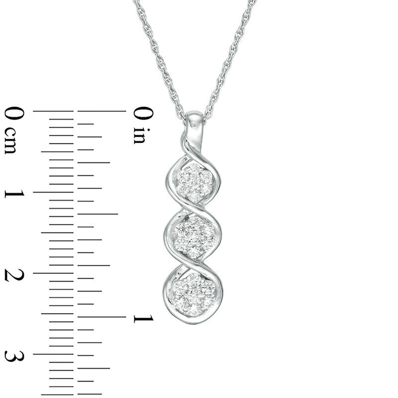 0.33 CT. T.W. Composite Natural Diamond Three Stone Twist Pendant in 10K White Gold