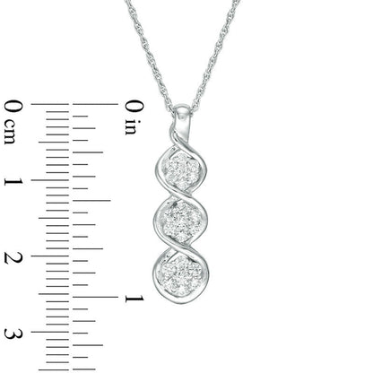 0.33 CT. T.W. Composite Natural Diamond Three Stone Twist Pendant in 10K White Gold