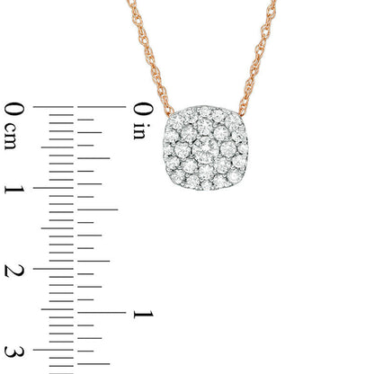 0.75 CT. T.W. Natural Diamond Cushion Frame Pendant in 10K Rose Gold