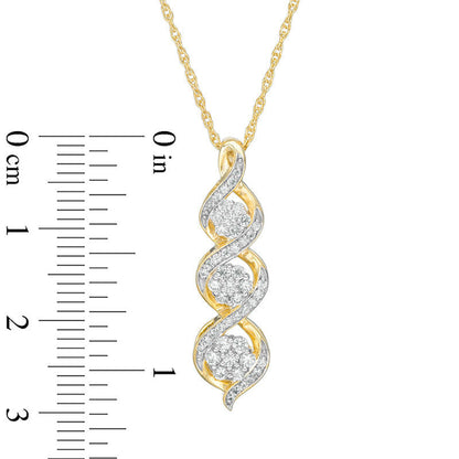 0.38 CT. T.W. Composite Natural Diamond Three Stone Twist Pendant in 10K Yellow Gold