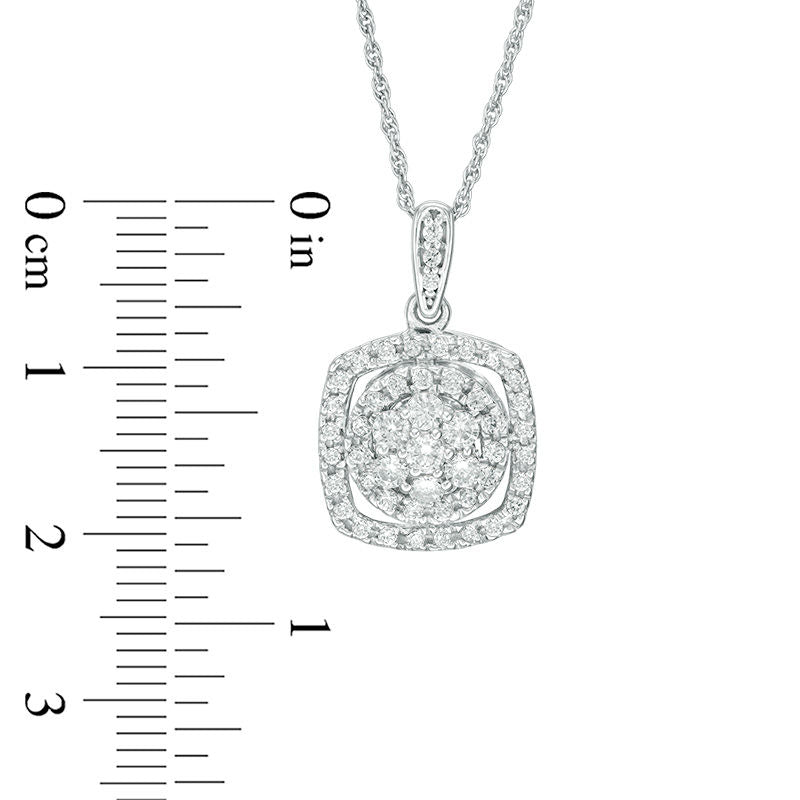 0.5 CT. T.W. Natural Diamond Cushion Frame Pendant in 10K White Gold