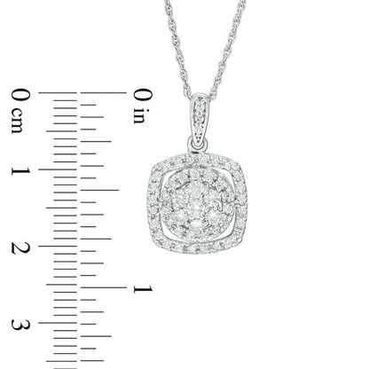 0.5 CT. T.W. Natural Diamond Cushion Frame Pendant in 10K White Gold