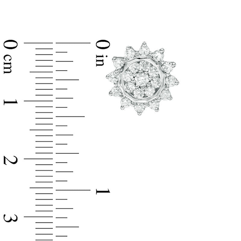 1 CT. T.W. Diamond Sunburst Stud Earrings in 10K White Gold
