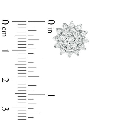 1 CT. T.W. Diamond Sunburst Stud Earrings in 10K White Gold