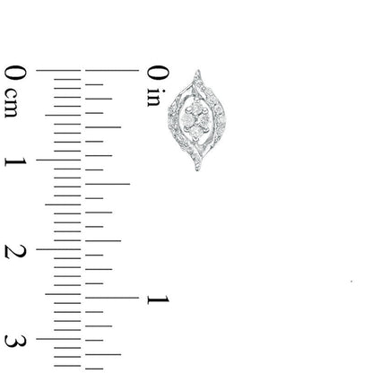0.2 CT. T.W. Quad Diamond Flame Stud Earrings in 10K White Gold