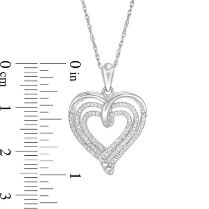 0.25 CT. T.W. Natural Diamond Triple Heart Pendant in Sterling Silver