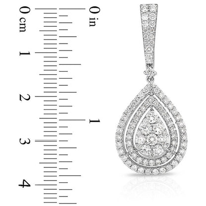 2.75 CT. T.W. Composite Diamond Double Teardrop Frame Drop Earrings in 14K White Gold
