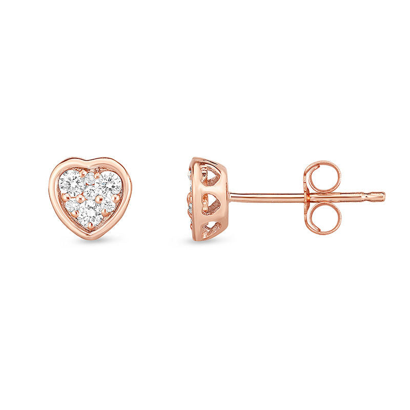 0.25 CT. T.W. Composite Diamond Heart Stud Earrings in 10K Rose Gold