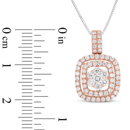 1 CT. T.W. Composite Natural Diamond Cushion Frame Pendant in 14K Rose Gold