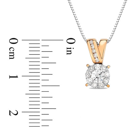 0.33 CT. T.W. Natural Diamond Frame V" Pendant in 10K Two-Tone Gold"