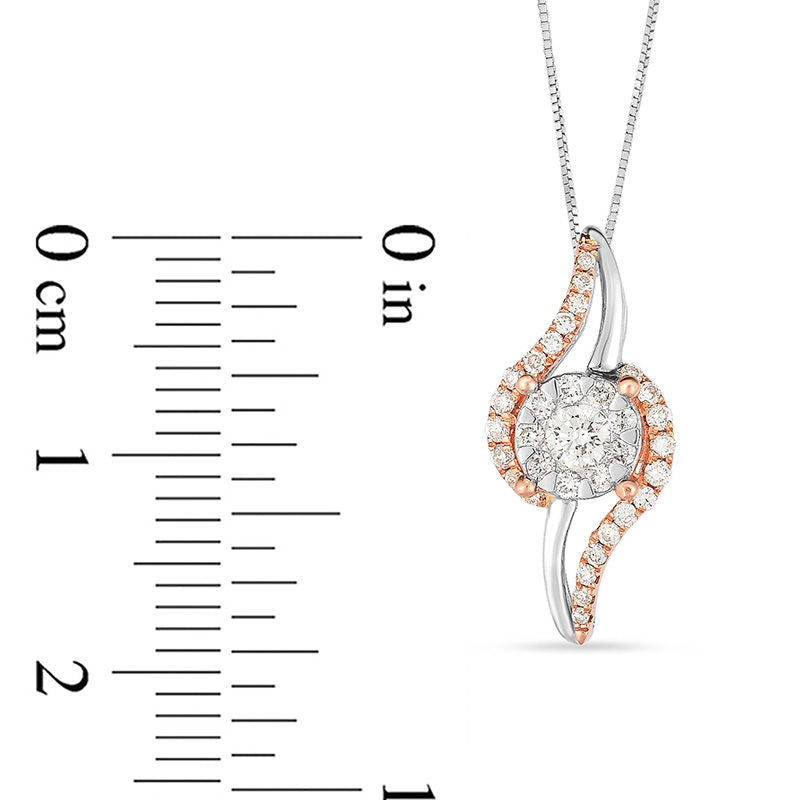 0.33 CT. T.W. Natural Diamond Frame Flame Pendant in 10K Two-Tone Gold