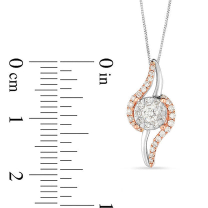 0.33 CT. T.W. Natural Diamond Frame Flame Pendant in 10K Two-Tone Gold