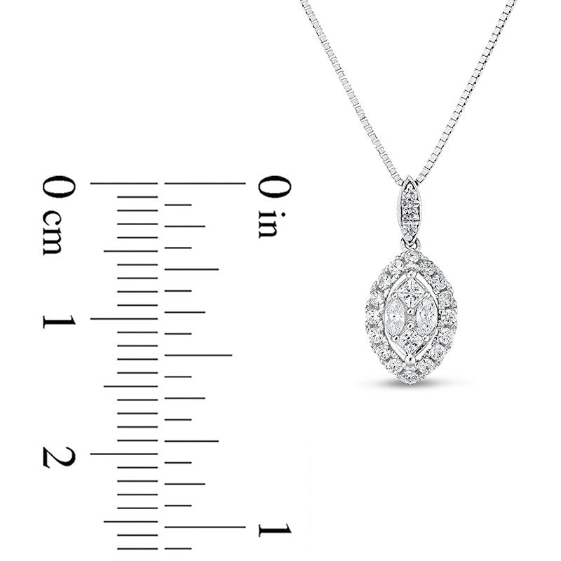 0.25 CT. T.W. Composite Natural Diamond Marquise Frame Pendant in 10K White Gold