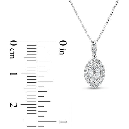 0.25 CT. T.W. Composite Natural Diamond Marquise Frame Pendant in 10K White Gold