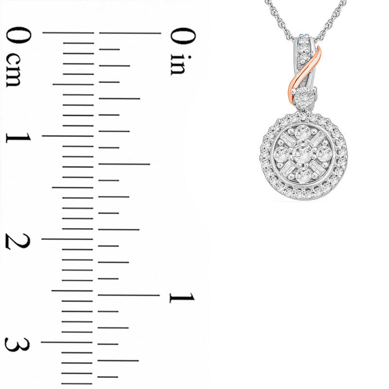 0.25 CT. T.W. Composite Natural Diamond Ribbon Pendant in 10K Two-Tone Gold