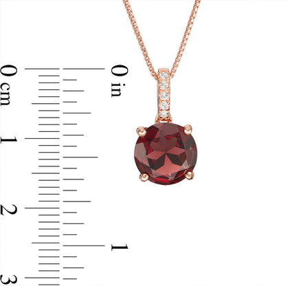 9.0mm Garnet and White Topaz Pendant in Sterling Silver and 14K Rose Gold Plate
