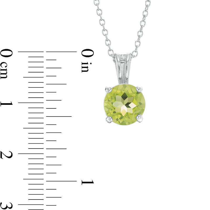 8.0mm Peridot Solitaire Pendant in Sterling Silver