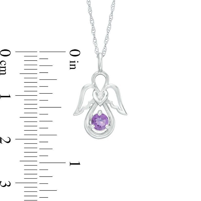 4.0mm Amethyst Angel Pendant in 10K White Gold