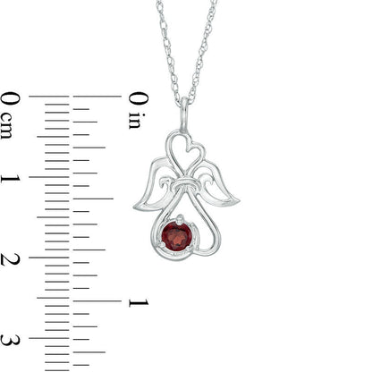4.0mm Garnet Heart Infinity Angel Pendant in 10K White Gold