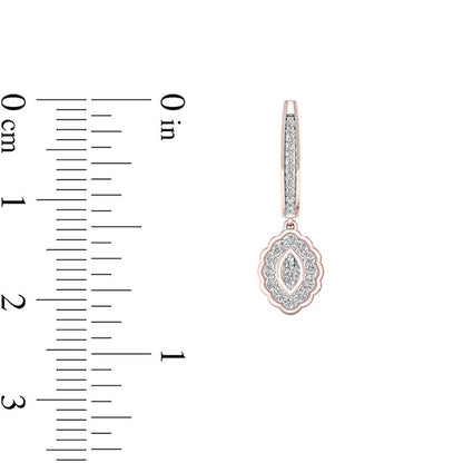 0.5 CT. T.W. Marquise Diamond Flower Frame Drop Hoop Earrings in 10K Rose Gold
