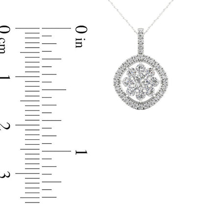 0.38 CT. T.W. Natural Diamond Flower Tilted Cushion Frame Pendant in 10K White Gold