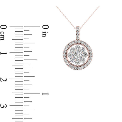 0.38 CT. T.W. Natural Diamond Flower Circle Frame Pendant in 10K Rose Gold