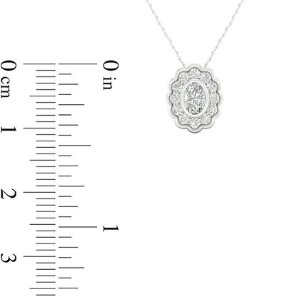 0.5 CT. T.W. Oval Natural Diamond Flower Frame Pendant in 10K White Gold