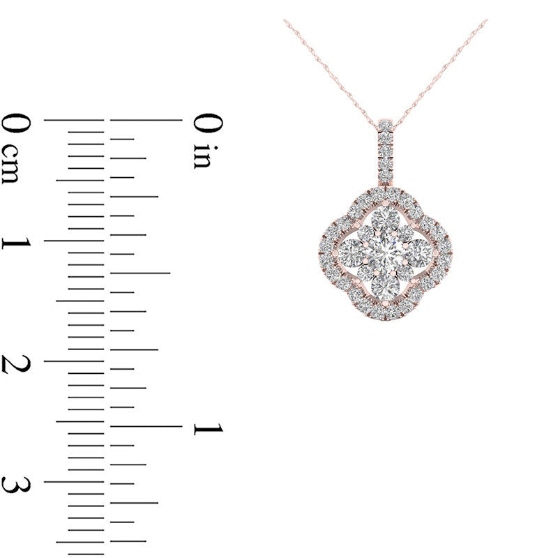 0.38 CT. T.W. Natural Diamond Clover Frame Pendant in 10K Rose Gold