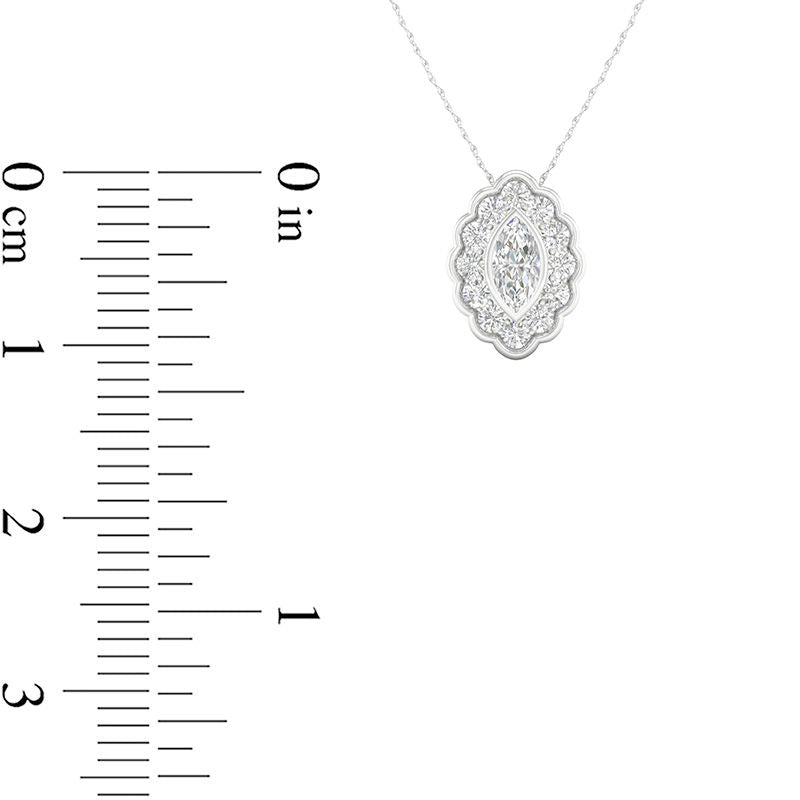 0.5 CT. T.W. Marquise Natural Diamond Flower Frame Pendant in 10K White Gold