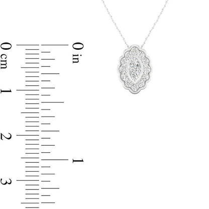 0.5 CT. T.W. Marquise Natural Diamond Flower Frame Pendant in 10K White Gold