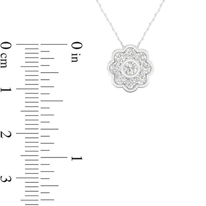 0.5 CT. T.W. Natural Diamond Flower Frame Pendant in 10K White Gold
