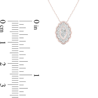0.5 CT. T.W. Marquise Natural Diamond Flower Frame Pendant in 10K Rose Gold