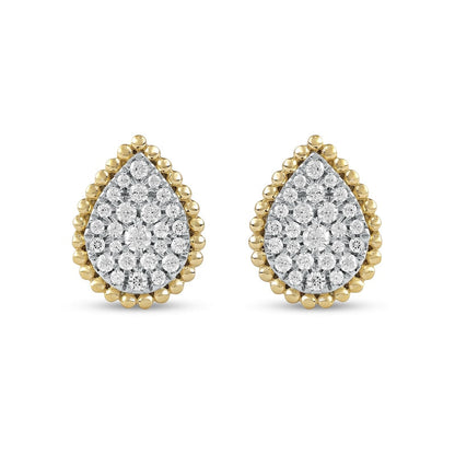 0.5 CT. T.W. Composite Diamond Beaded Teardrop Stud Earrings in 10K Gold