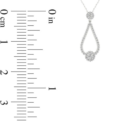 0.5 CT. T.W. Natural Diamond Frame Teardrop Pendant in 10K White Gold