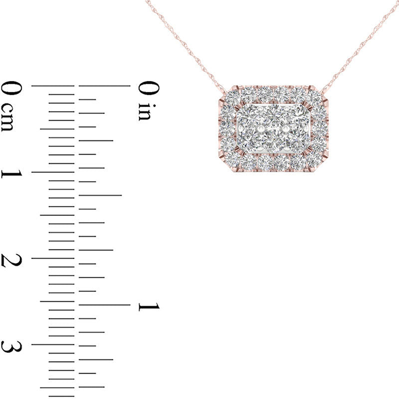 0.25 CT. T.W. Composite Natural Diamond Octagon Frame Necklace in 10K Rose Gold