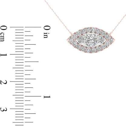 0.25 CT. T.W. Composite Natural Diamond Marquise Frame Necklace in 10K Rose Gold