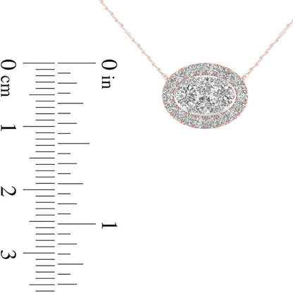 0.25 CT. T.W. Composite Natural Diamond Oval Frame Necklace in 10K Rose Gold