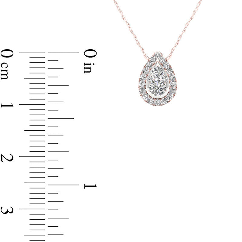 0.25 CT. T.W. Composite Natural Diamond Teardrop Frame Necklace in 10K Rose Gold
