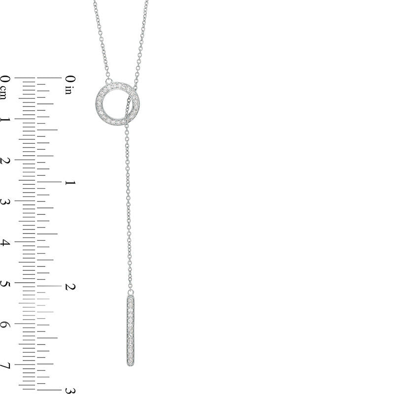 0.25 CT. T.W. Natural Diamond Circle and Vertical Bar Y" Necklace in Sterling Silver"